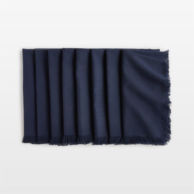 Craft Deep Indigo Organic Cotton Fringe Napkins, Set of 8 - Image 0
