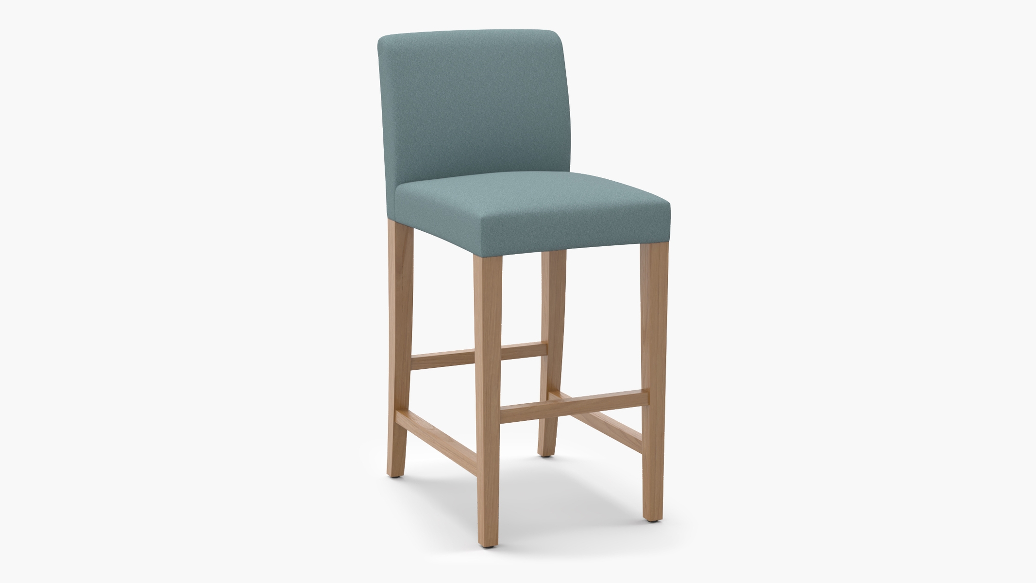 Signature Dining Bar Stool, Seaglass Everyday Linen, Natural Square Tapered Leg - Image 1