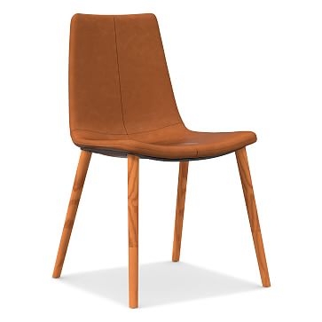 Slope Dining Chair Wood Base, Vegan Leather, Saddle, Cool Walnut - Image 0