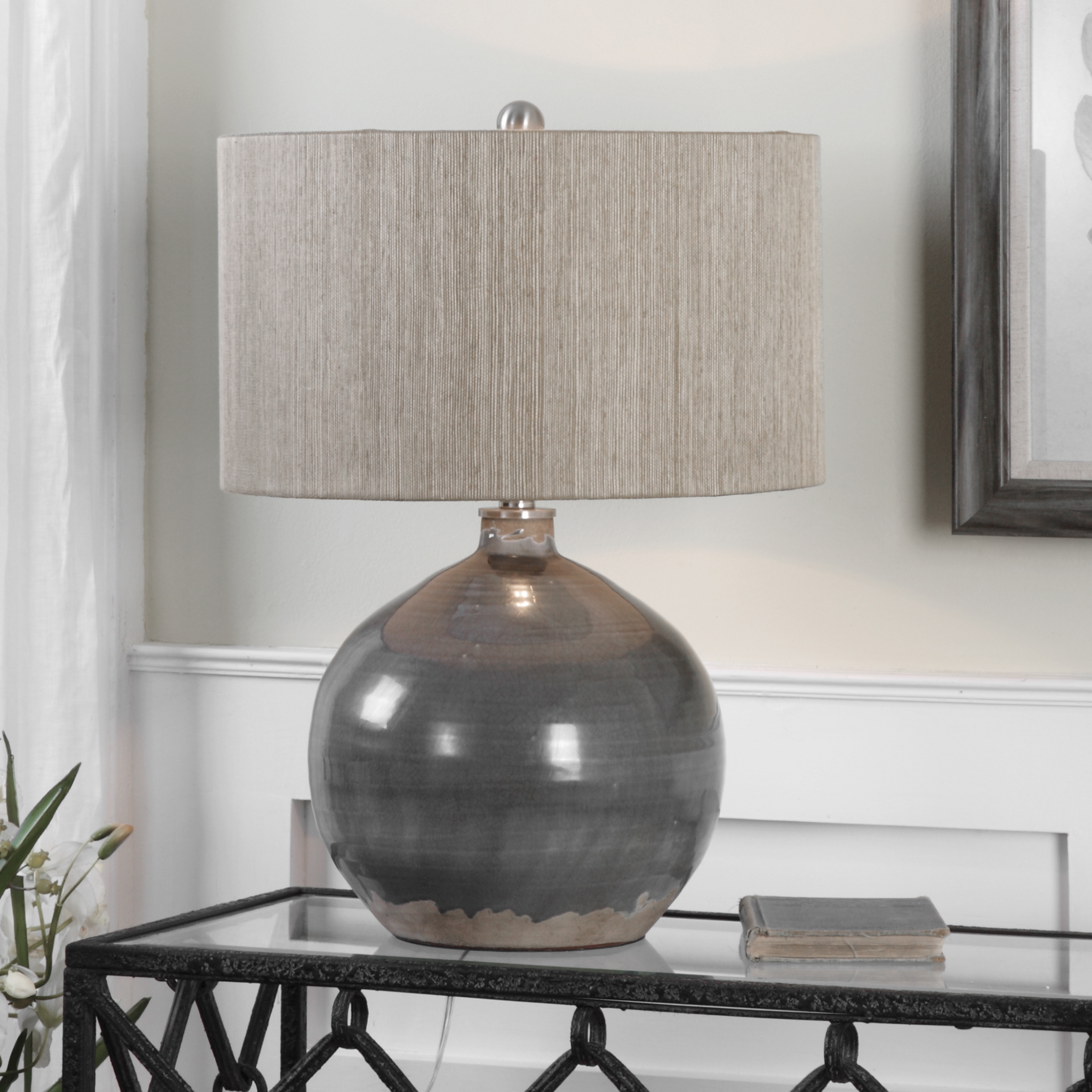 Vardenis Gray Ceramic Lamp - Image 1