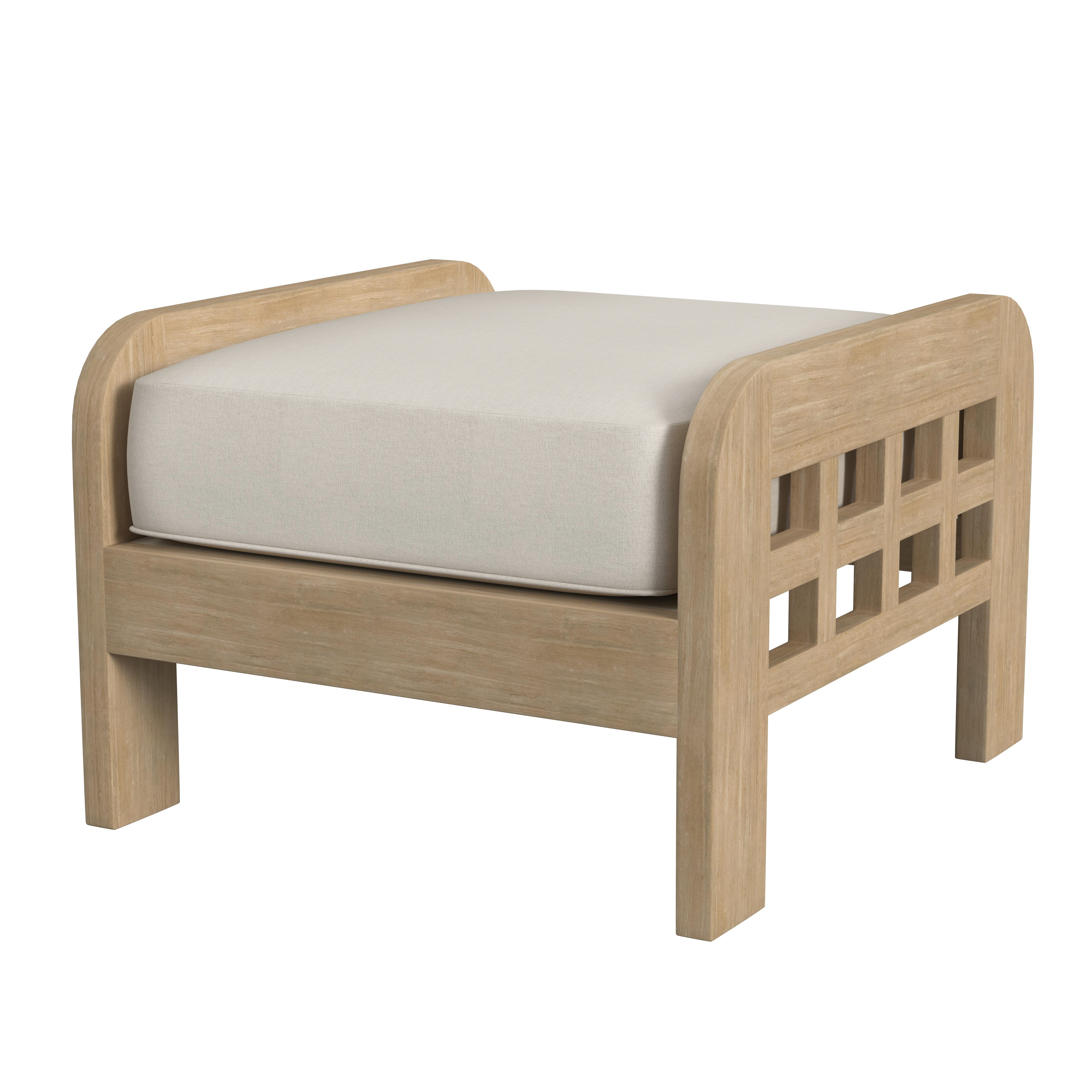 Monhegan Natural Teak Outdoor Ottoman - Image 0