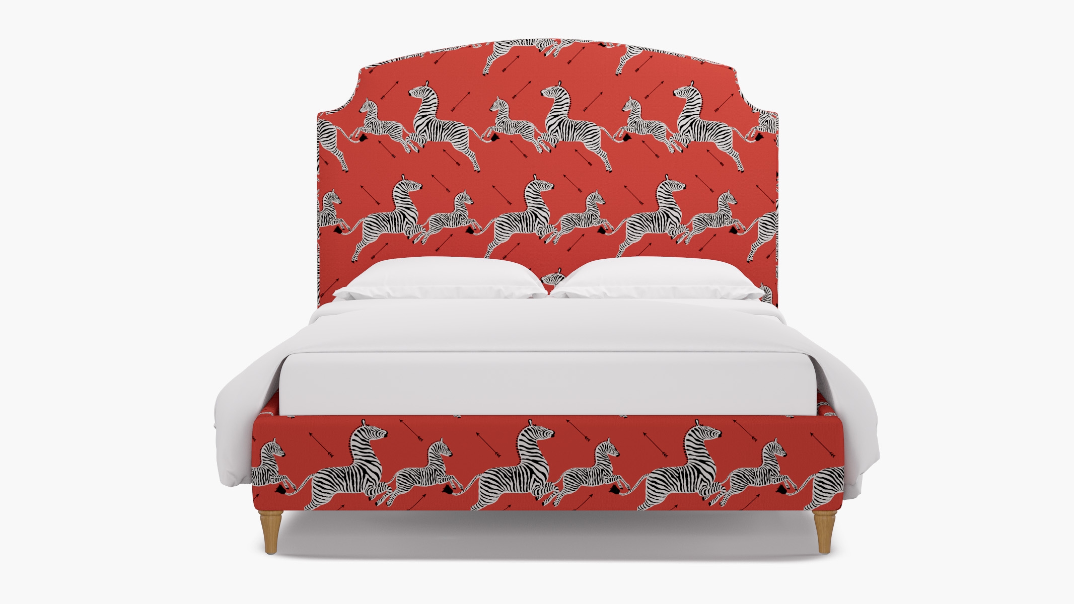 Cove Bed, Coral Zebra, Natural Decorative Tapered Leg, Twin - Image 0