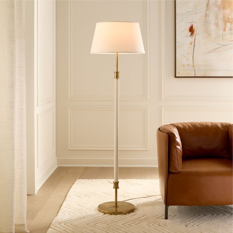 Viator Wrapped White Leather Floor Lamp - Image 4