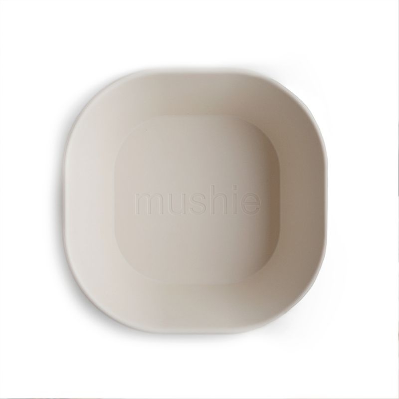 Mushie 2-Pack Ivory Square Plastic Dinner Bowls - Image 4