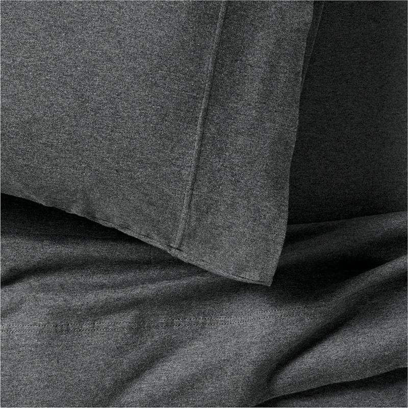 Comfy Tee Charcoal Organic Cotton Jersey Kids Full Sheet Set - Image 2