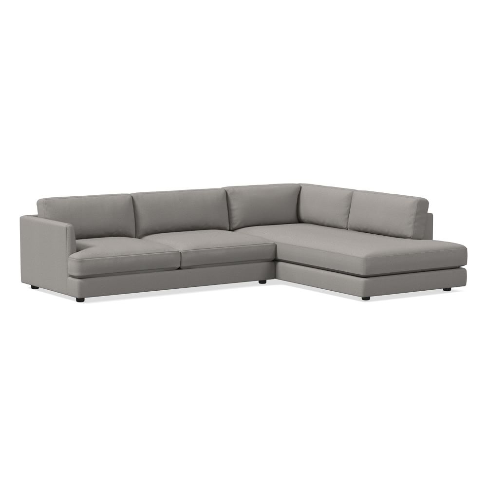 Haven 113" Right Multi Seat 2-Piece Bumper Chaise Sectional, Extra Deep Depth, Yarn Dyed Linen Weave, Pearl Gray - Image 0