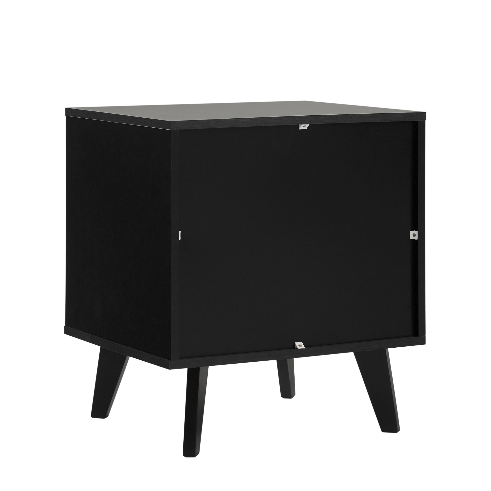 Modern 1-Drawer Nightstand with Open Cubby – Black - Image 3