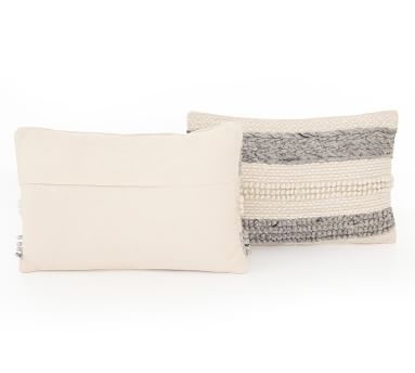 Textured Stripe Pillow, Set of 2, 24" x 16", Cream & Gray - Image 4