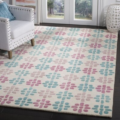 Anchor Floral Hand-Tufted Wool Beige/Pink/Blue Area Rug - Image 0