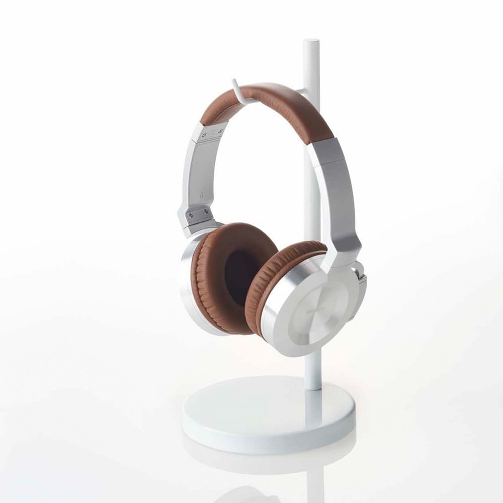 Yamazaki Beautes Round Headphone Stand, White - Image 0