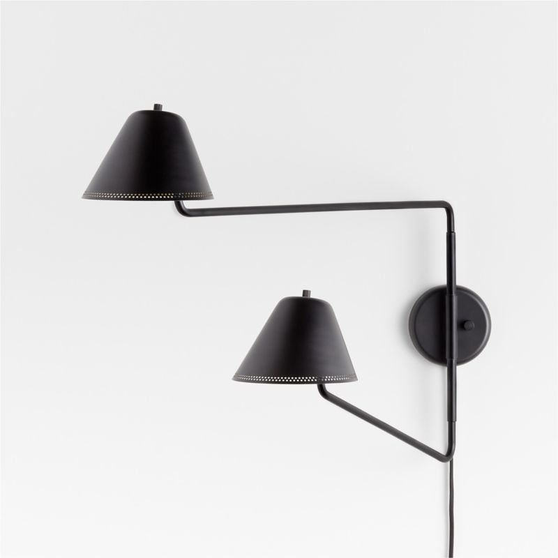 Jensen Black Adjustable Metal 2-Light Wall Sconce - Image 3