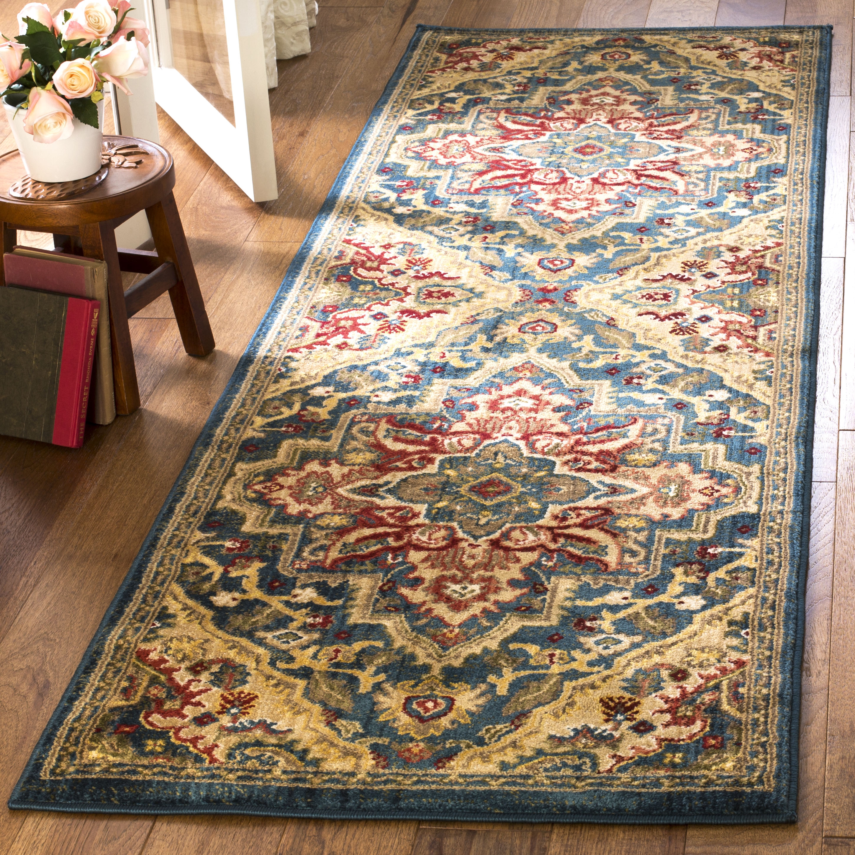 Arlo Home Woven Area Rug, KSN304B, Blue/Beige,  2' 6" X 8' - Image 1