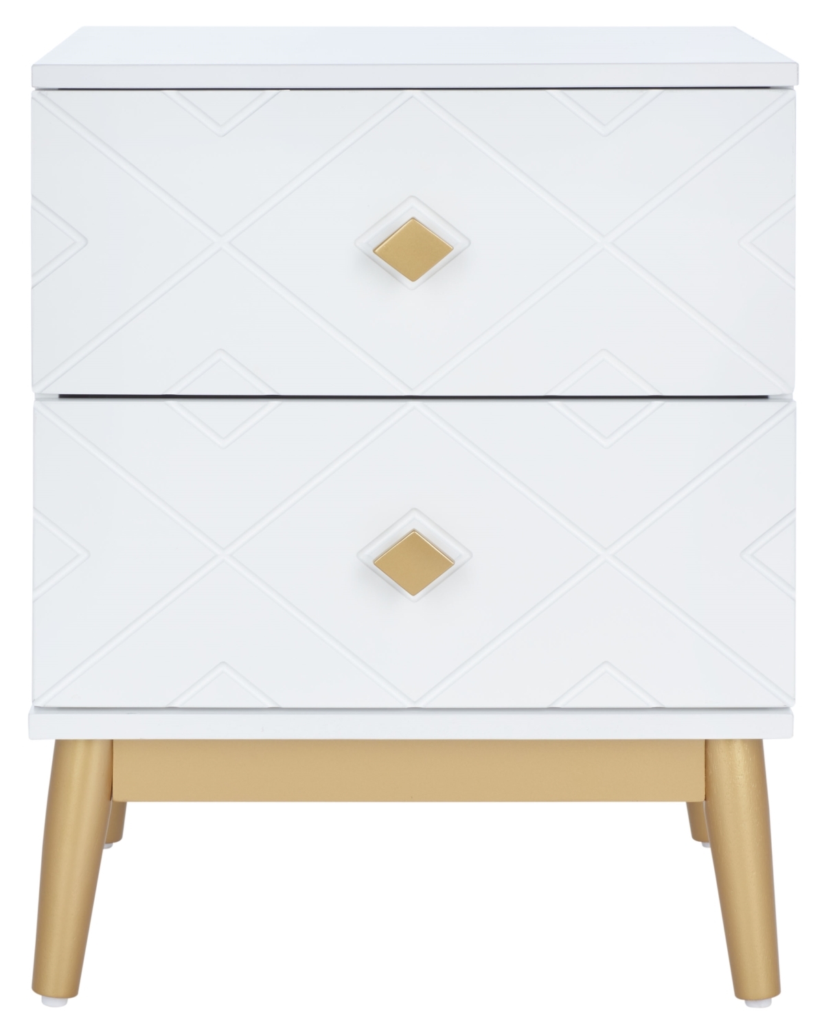 Wilfred 2 Drawer Patterned Nightsand - White / Gold - Safavieh - Image 0