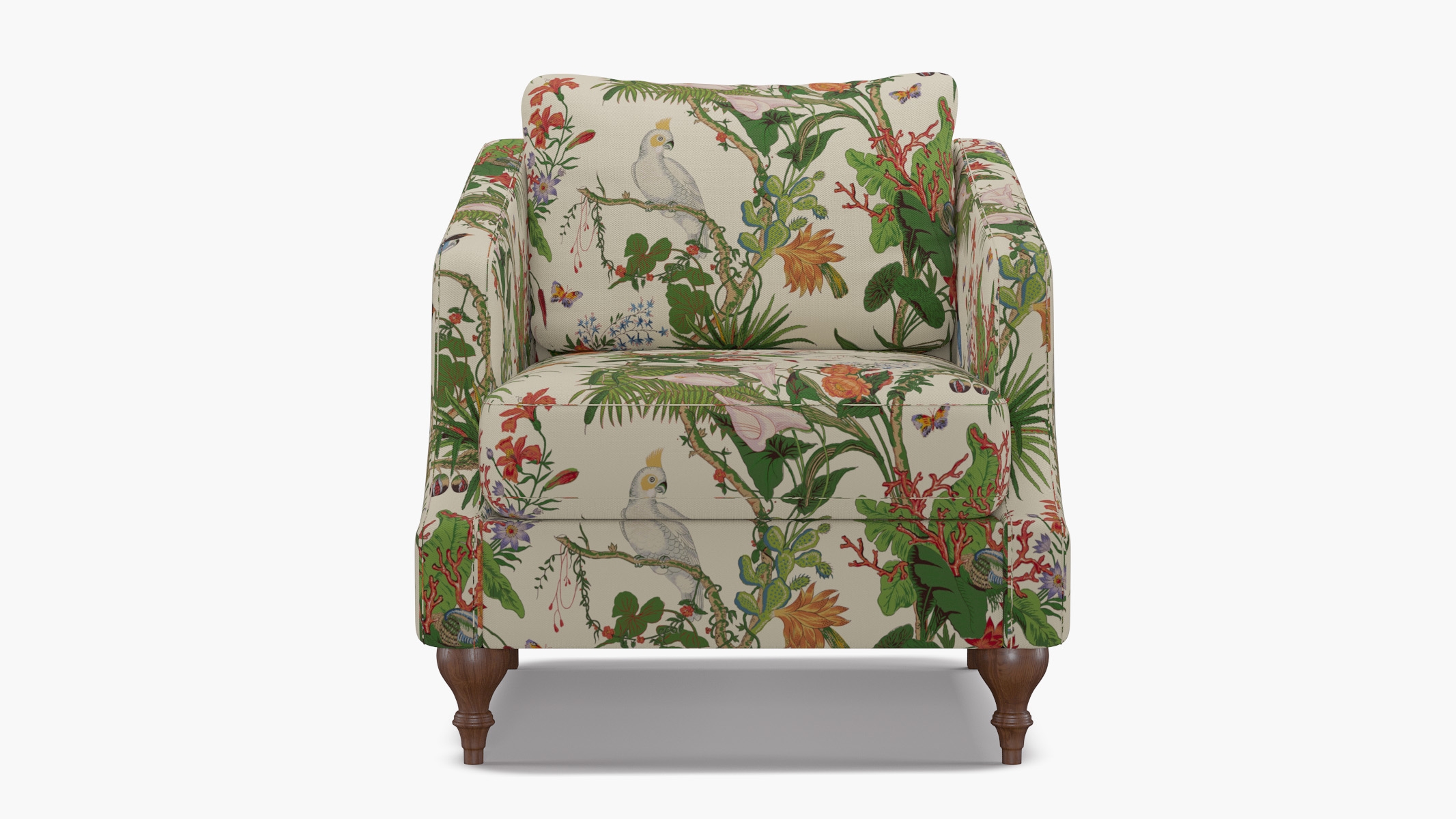 Slope Arm Chair, White Cinque Terra, Walnut Turned Wood Leg - Image 0