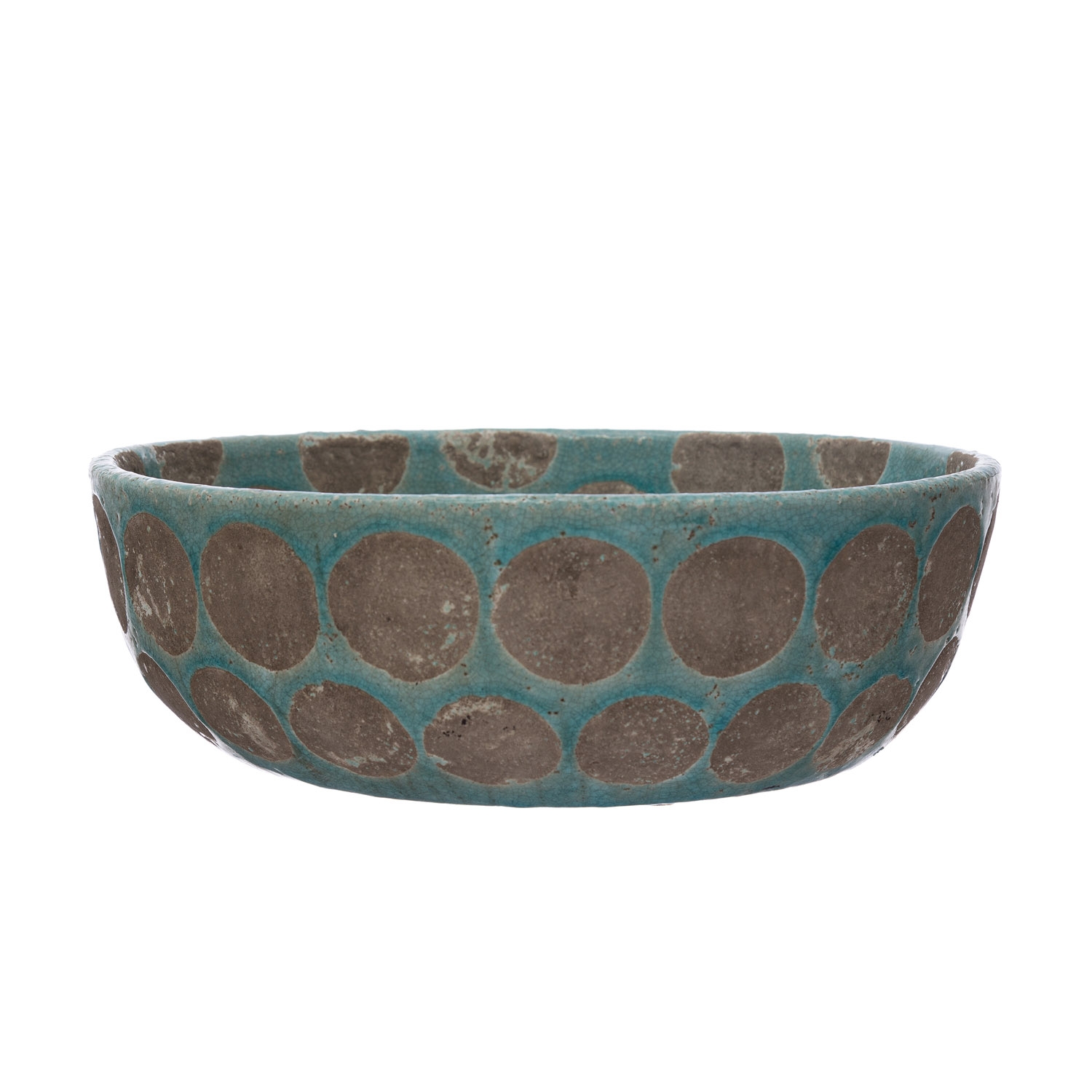 Decorative Terra-cotta Bowl with Wax Relief Dots - Image 0