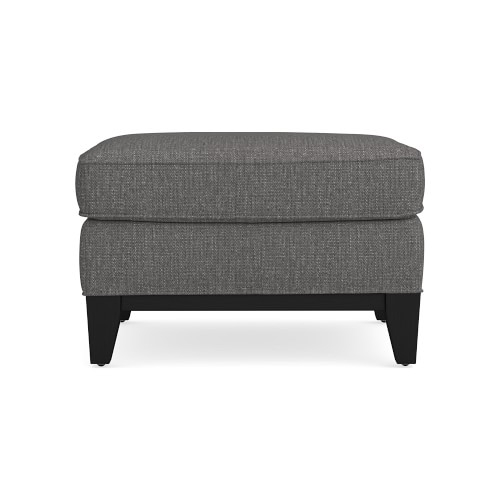 Presidio Ottoman, Standard Cushion, Perennials Performance Melange Weave, Grey, Ebony Leg - Image 0
