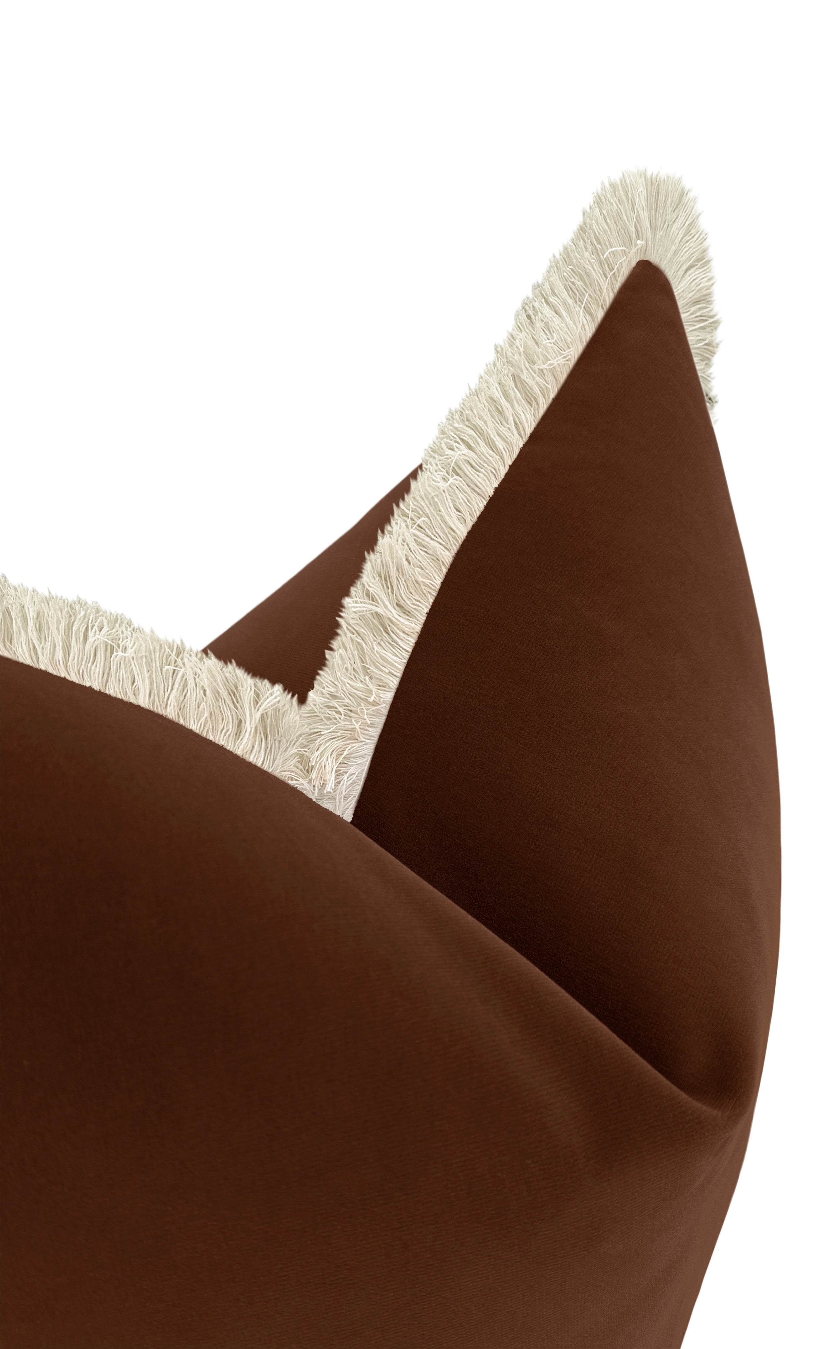 SIGNATURE VELVET // COGNAC + FRINGE - 20" X 20" / Natural Fringe - Image 0