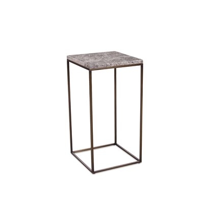 Side Table With Antique Bronze Finish And Genuine Marble Top By Latitude Run® (Medium Size) in , 22.44" H x 11.81" W x 11.81" D - Image 0