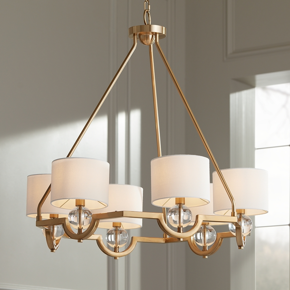 Stiffel Rainey 32 3/4" Wide Brass and Crystal Shaded Luxury Chandelier - Image 0