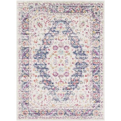 Rectangle 7'10" x 10'3" Belmont Distressed Oriental Pink/Navy Area Rug - Image 0