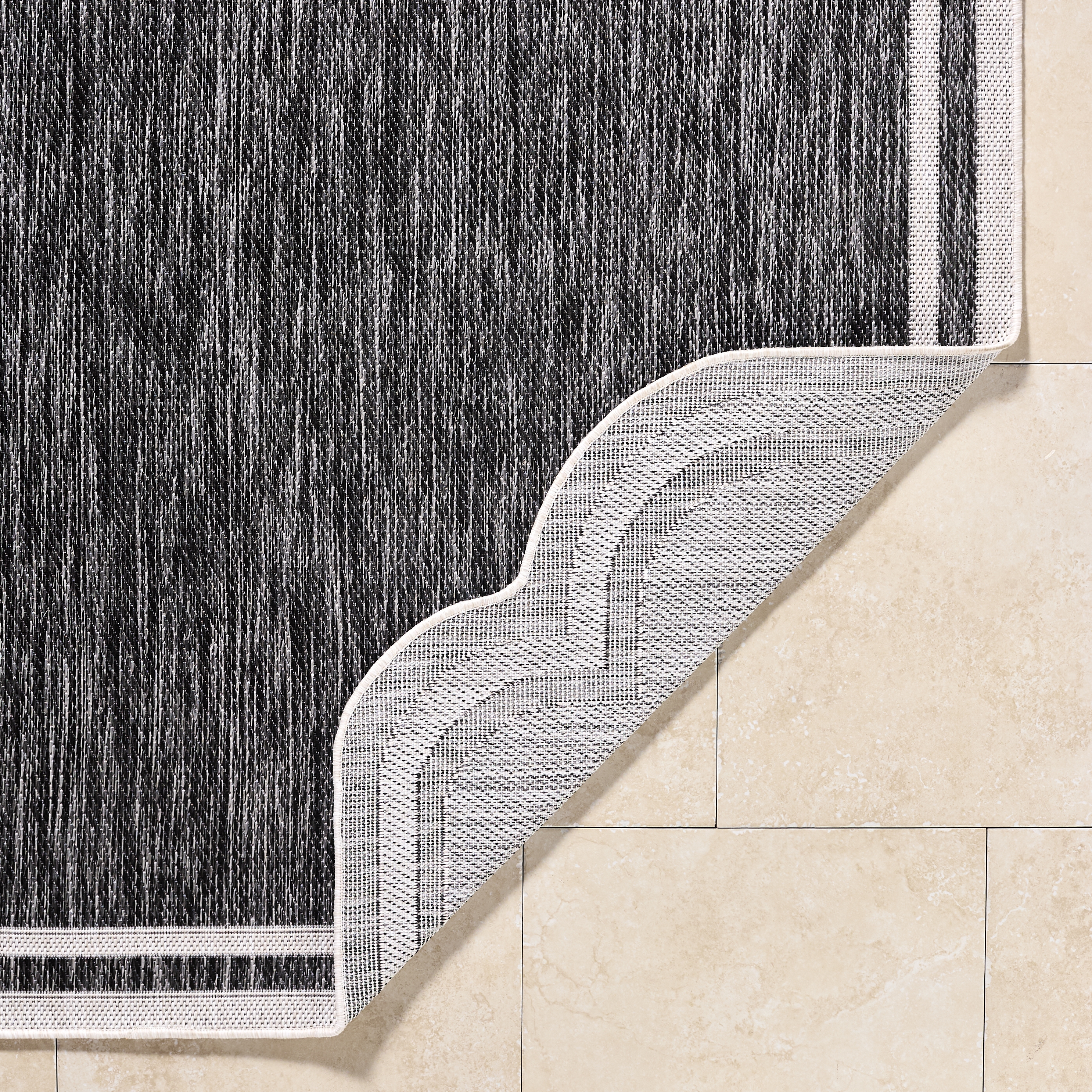 Miami Beach Black Outdoor 2'4" x 3'9" Machine Woven Rug - Image 3