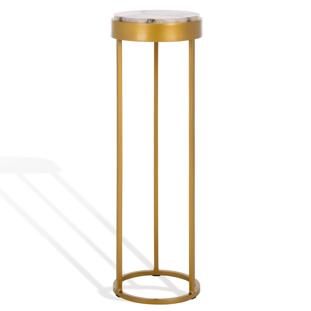 Hannahmarie Stone Drink Table - Gold/White - Image 5