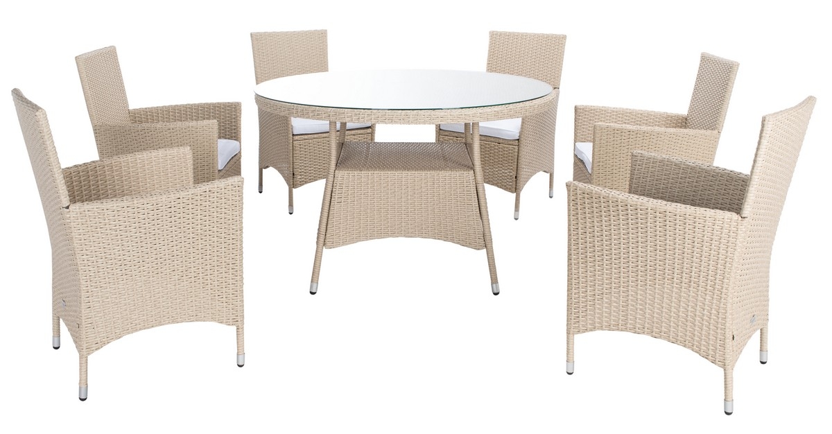 Challe Dining Set - Beige/White - Safavieh - Image 0
