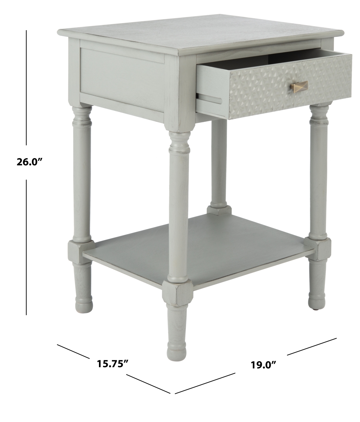 Halton 1 Drawer Accent Table - Distressed / Grey - Safavieh - Image 7