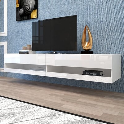 180 Wall Mounted Floating 80" TV Stand With 20 Color Leds White - Image 0