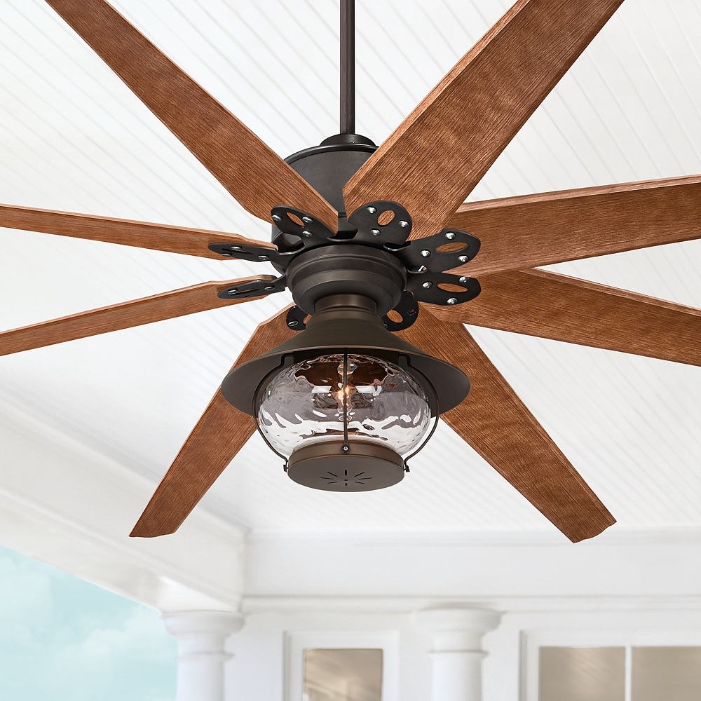 72" Casa Vieja Predator Rustic Lantern Damp Ceiling Fan with Remote - Image 0