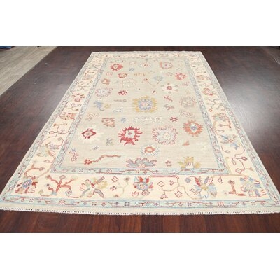 One-of-a-Kind Hand-Knotted New Age 6'0" x 9'5" Wool Area Rug in Beige - Image 0