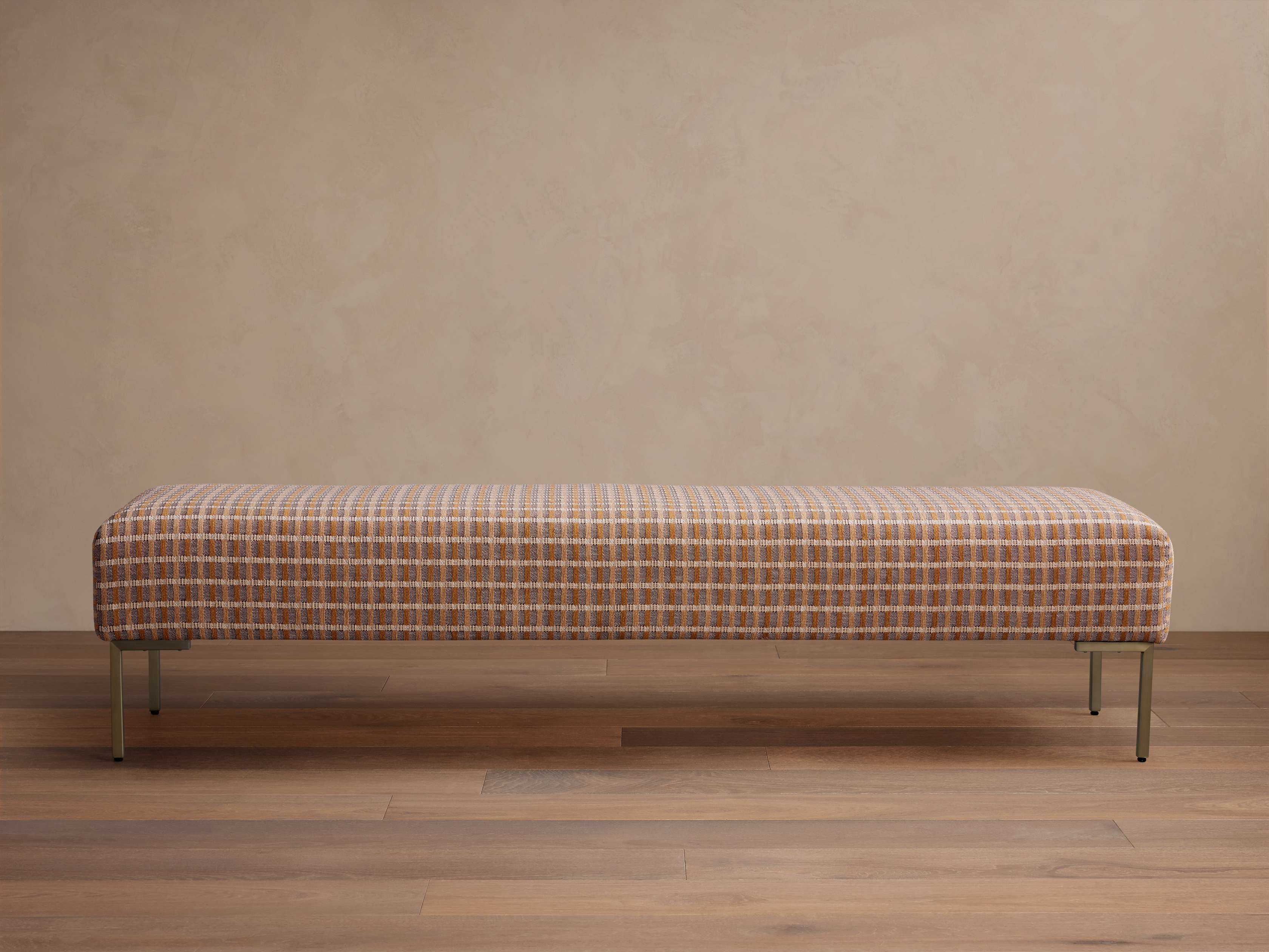 Tilton Bench in Upholstered Natural  Gimlin Camel/70" - Image 0