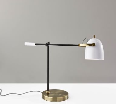 Kenneth Metal Task Table Lamp, Antique Brass - Image 3