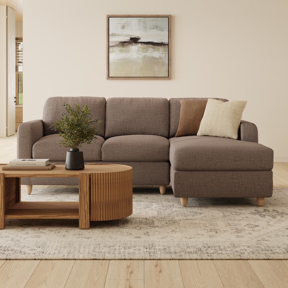 Vati 90.5" Right Storage Sectional - Natural Oak and Buckler Brown - Image 0