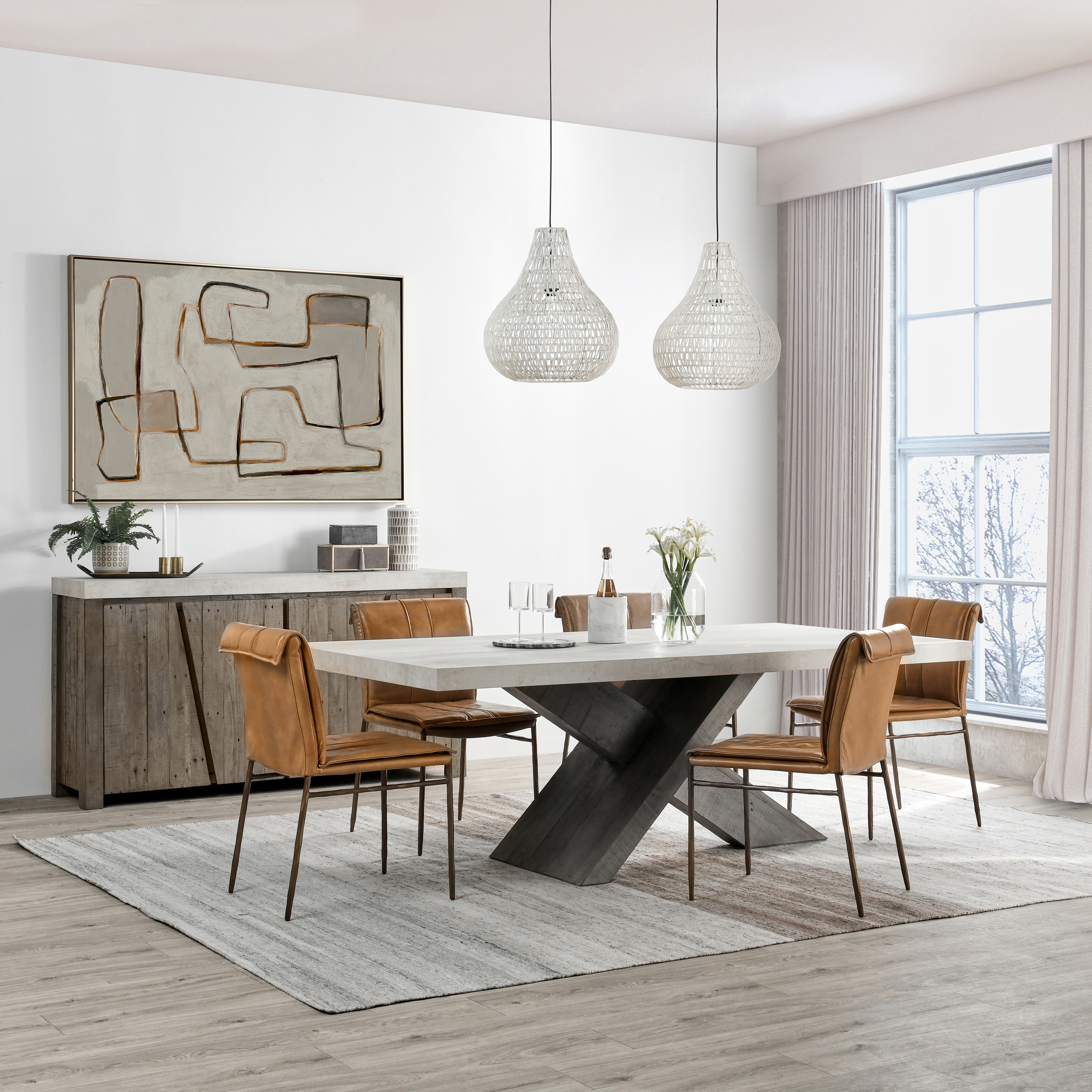 Durant 84" Dining Table Distressed Gray/Antique White - Image 4