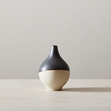 Half Dipped Stoneware Vase, Slate, Large Bulb, 9.6" - Image 0