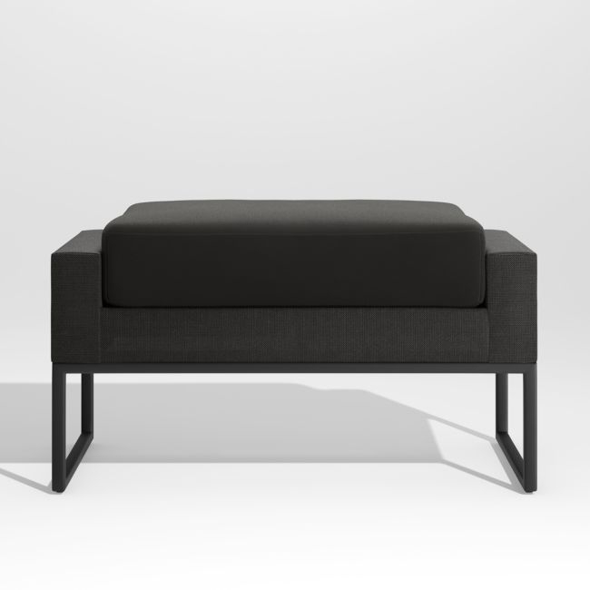 Dune Black Outdoor Ottoman with Black Cushion - Image 0