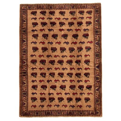 One-of-a-Kind Hand-Knotted New Age 6'7" x 9'1" Wool Area Rug in Tan - Image 0