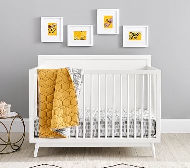 west elm x pbk Mid Century 4-in-1 Convertible Crib, White, Flat Rate - Image 1