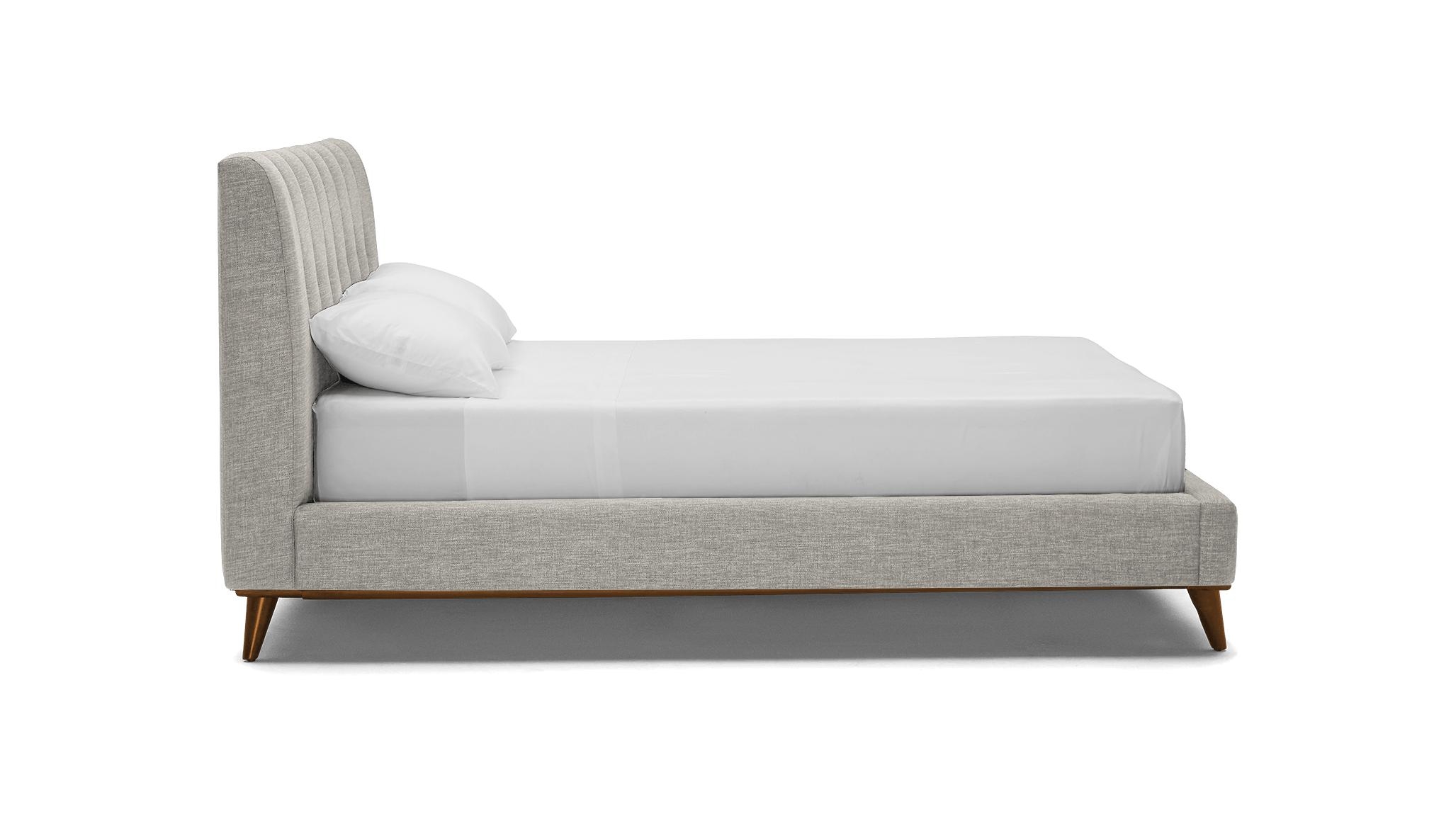 Gray Hughes Mid Century Modern Bed - Bloke Cotton - Mocha - Eastern King - Image 2