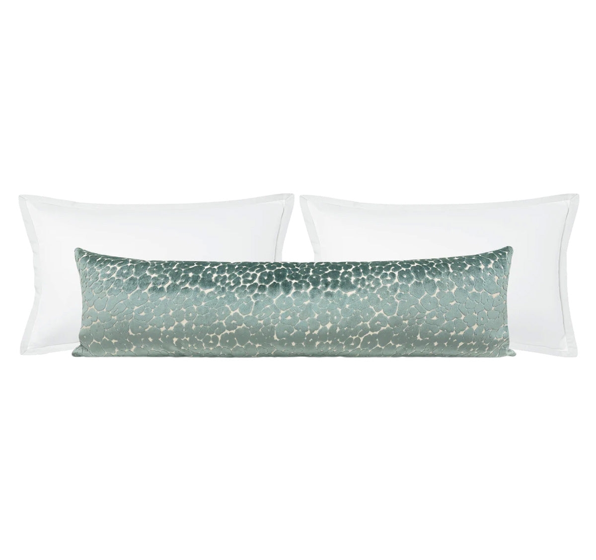 THE XL LUMBAR :: LEOPARD CUT VELVET // TURKISH BLUE - 14" X 48" - Image 0
