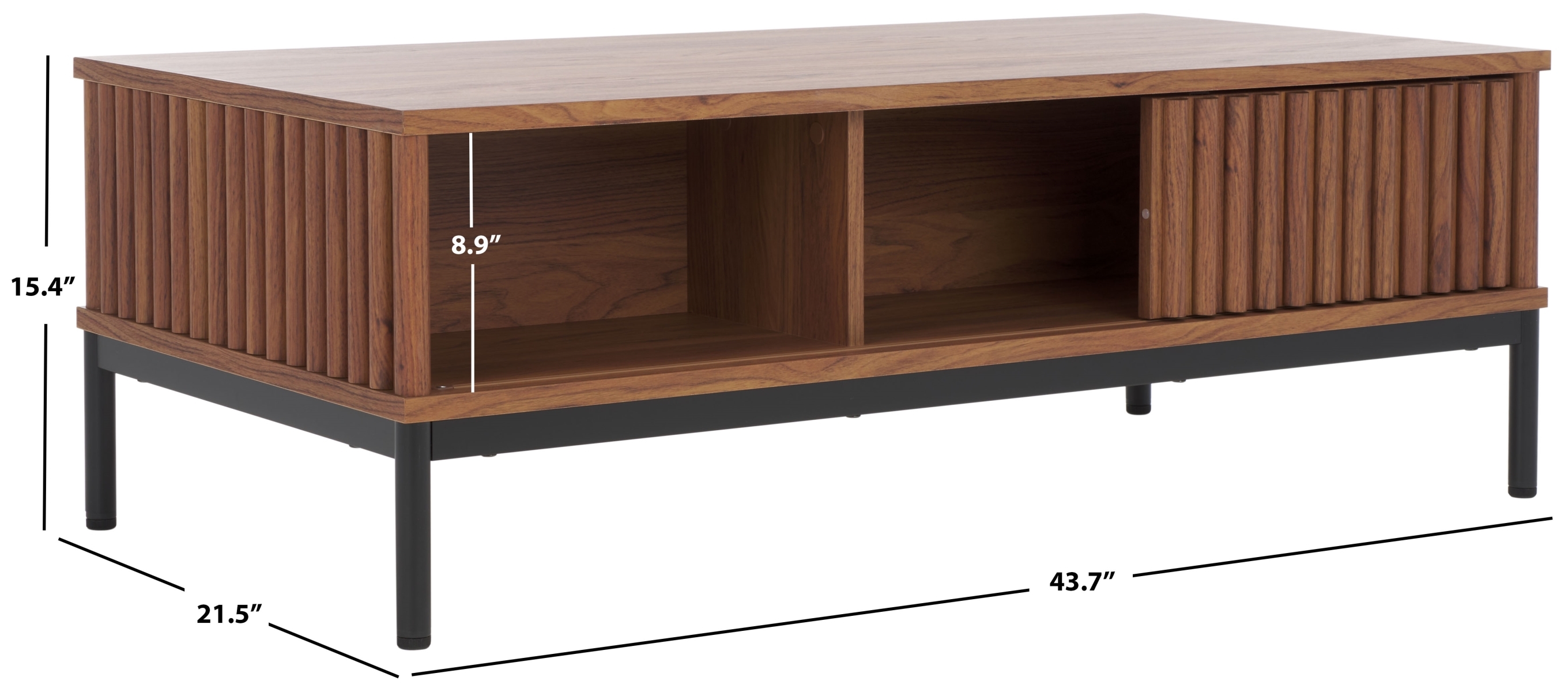 Lylia 2 Door Coffee Table - Walnut / Black - Safavieh - Image 8