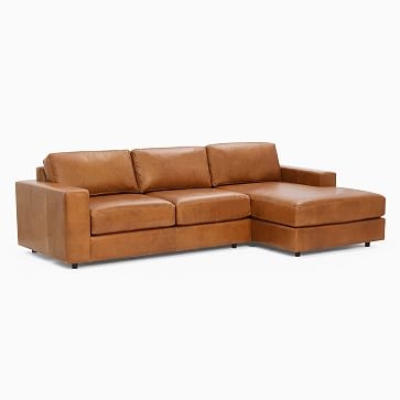 Urban 106" Right 2-Piece Chaise Sectional, Weston Leather, Molasses, Poly-Fill - Image 3