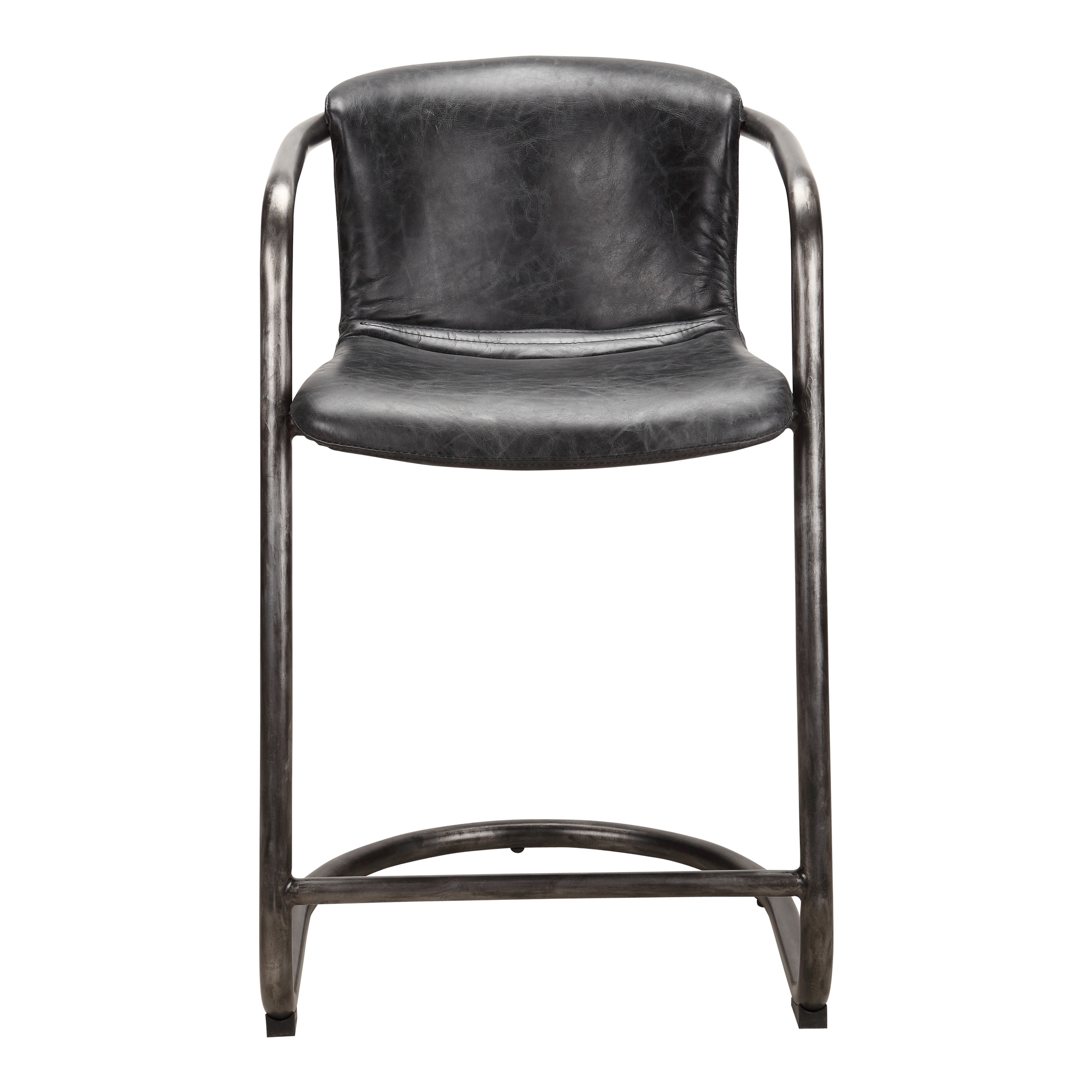 Freeman Counter Stool Onyx Black Leather - Set Of Two - Image 0