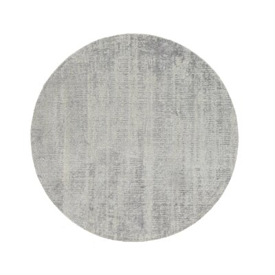 6'X6' Fine Jacquard Gray Hand Loomed Modern Design Wool And Plant Based Silk Tone On Tone Oriental Round Rug 77775113DF0B414A9F2616D144A408BE - Image 0
