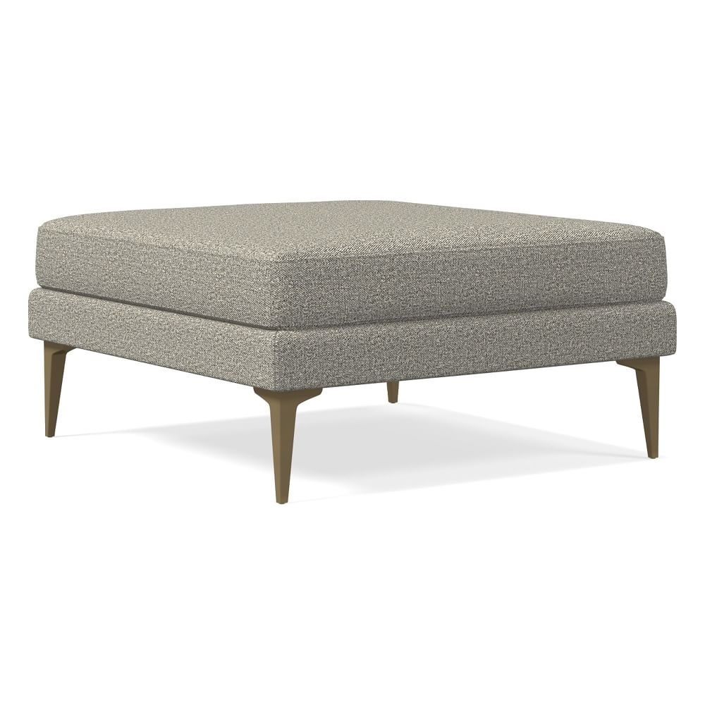 Andes Petite Ottoman, Poly, Twill, Gravel, Blackened Brass - Image 0