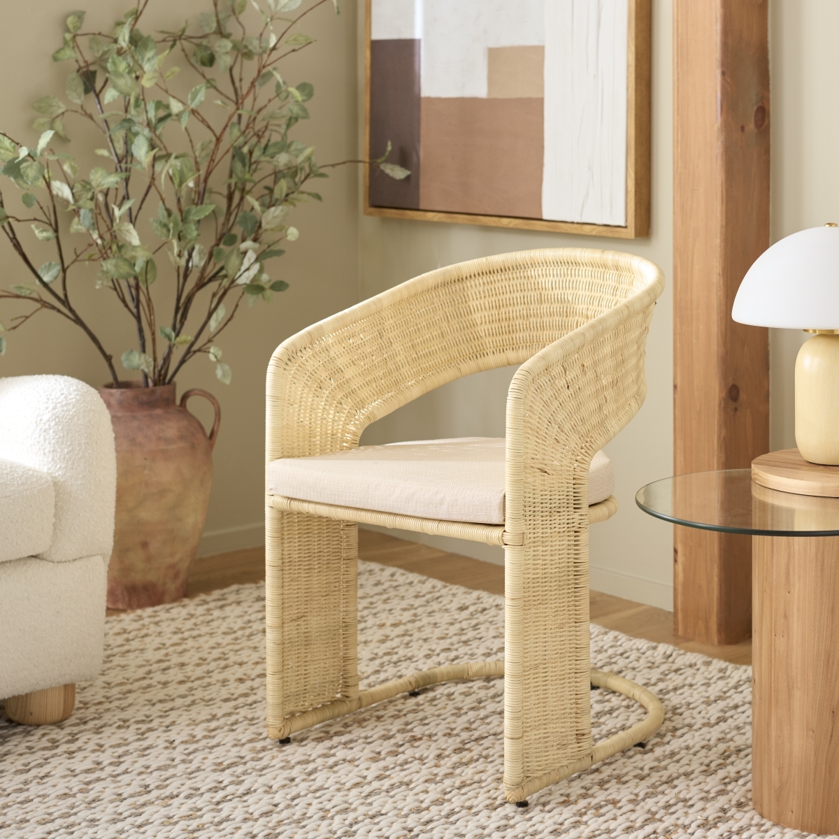 Krystalina Rattan Dining Chair - Natural / White - Image 1