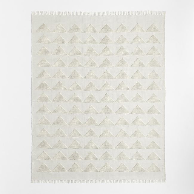 Hi/Low Triangle Pampas Ivory Flatweave Kids Performance Area Rug 8'x10' - Image 0