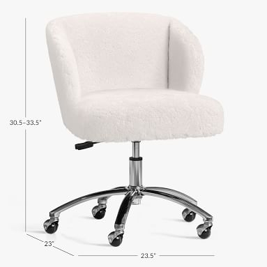 Polar Bear Faux-Fur Wingback Swivel Desk Chair, In-Home Delivery - Image 2