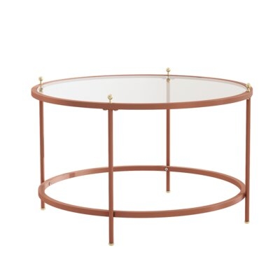 Light Luxury Coffee Table With Tempered Glass Tabletop And Rose Golden Environmental Protection Powder Spraying Metal Frame - Image 0